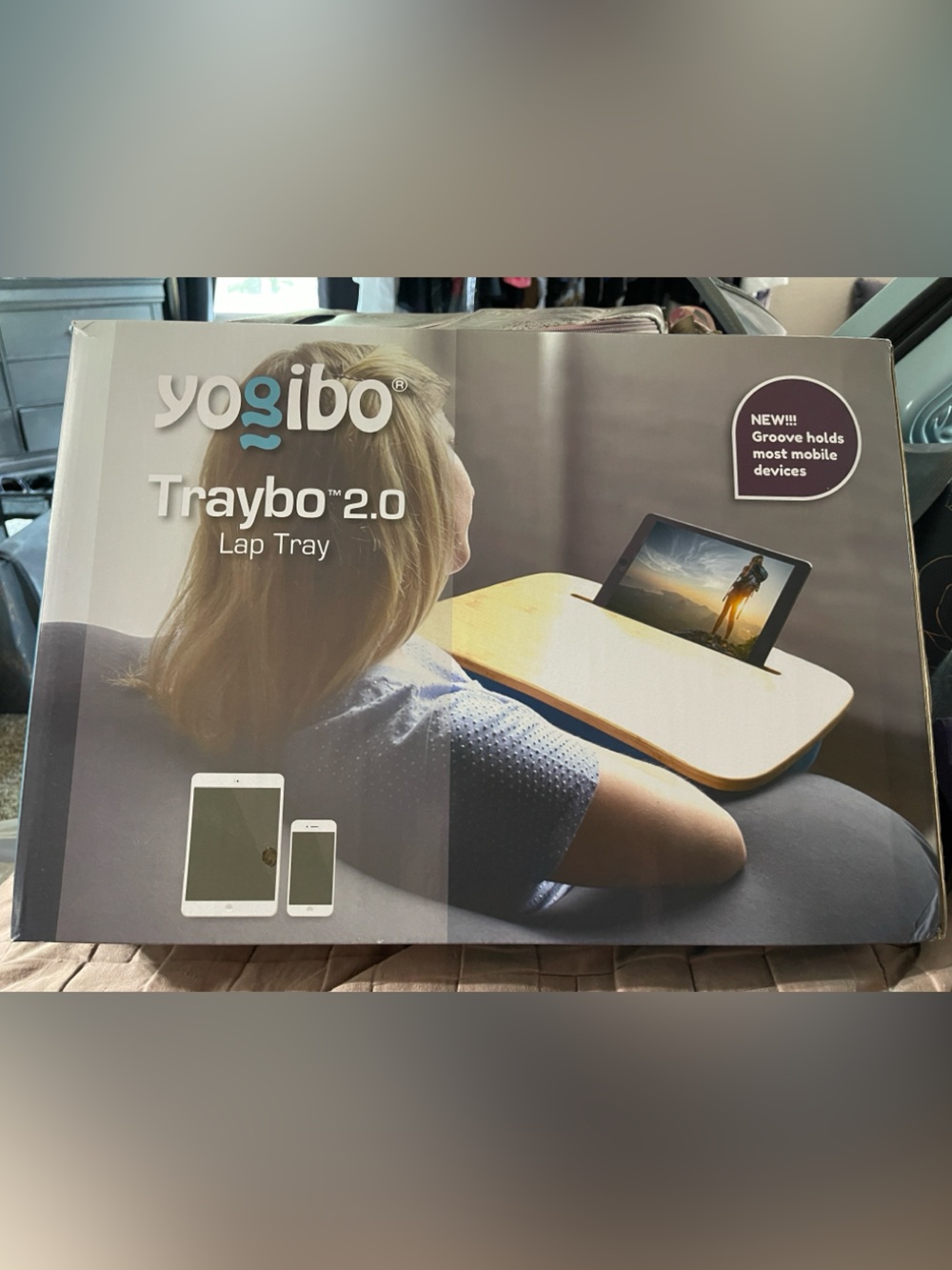 Yogibo TrayTablet, Food Tray Traybo 2.0 Wooden top, Lap Desk in NWT